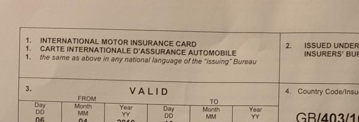 International motor insurance card post on 5 Apr 2019